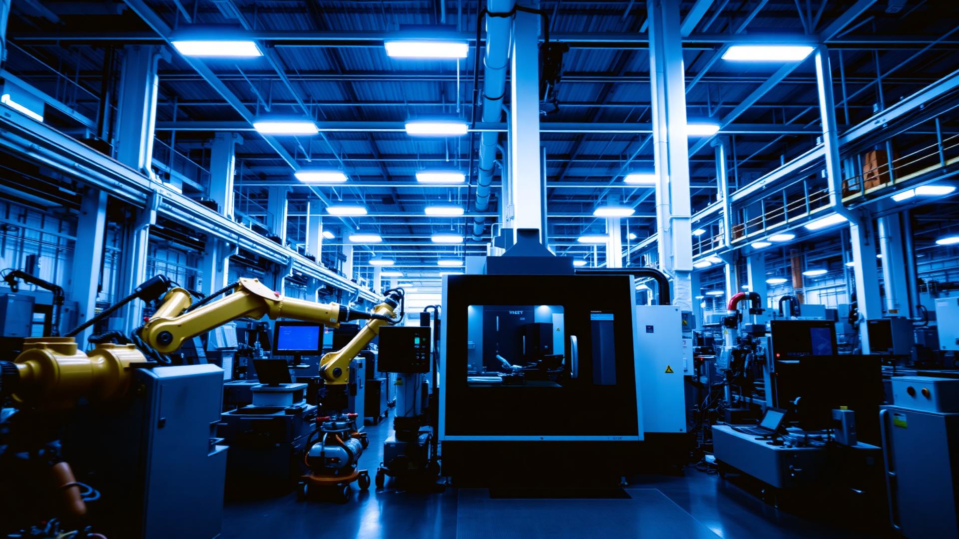 Modern manufacturing plant with industrial machinery